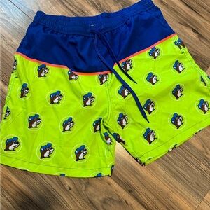 Blue and Green Cartoon Print Swim Shorts